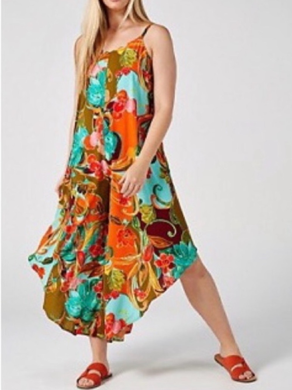 MSK Vibrant Floral Gaucho Jumpsuit Size L